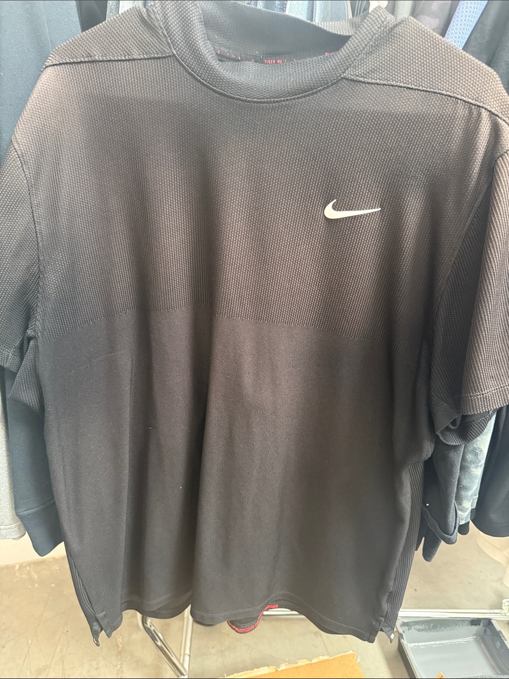 Nike Black Short Sleeve Performance Tee with White Swoosh